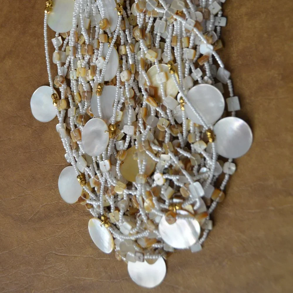 RARE VINTAGE STATEMENT RUNWAY JOSE MARIA BARRERA PEARL 28 STRANDS BEACH NECKLACE - Picture 9 of 14